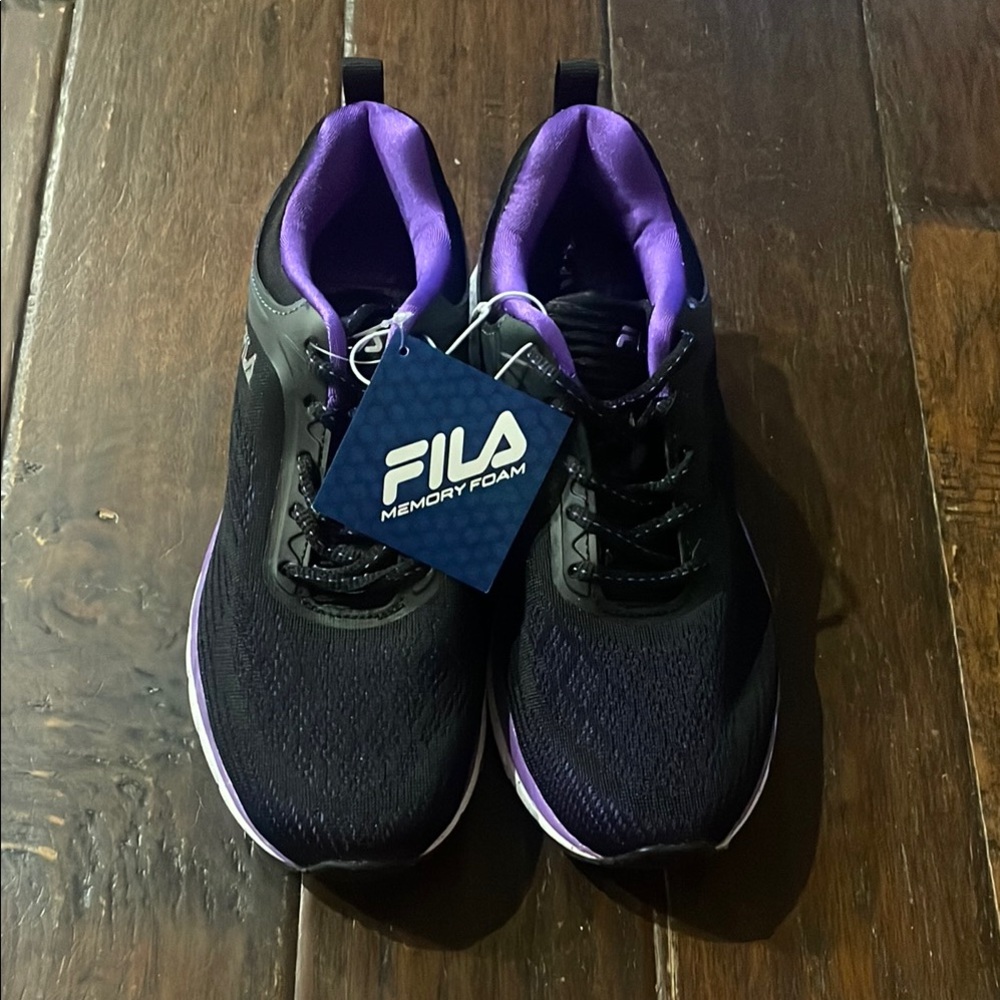 Fila Black and Purple Athletic Sneakers